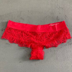 Victoria's Secret PINK Red Floral Lace Extra Low Rise Cheekster Panty Medium